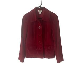 Talbots Vintage Womens Size 10 Medium Red Suede Witchy Grunge Fall Blazer Jacket